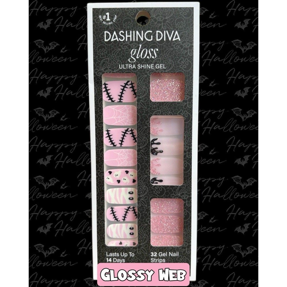 👻Dashing Diva Gloss Ultra Shine 32 Gel Nail Strips~Glossy Web Halloween Mummy